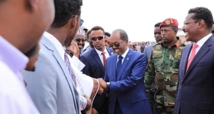 President Hassan Sheikh arrives in Galmudug after Baidoa visit